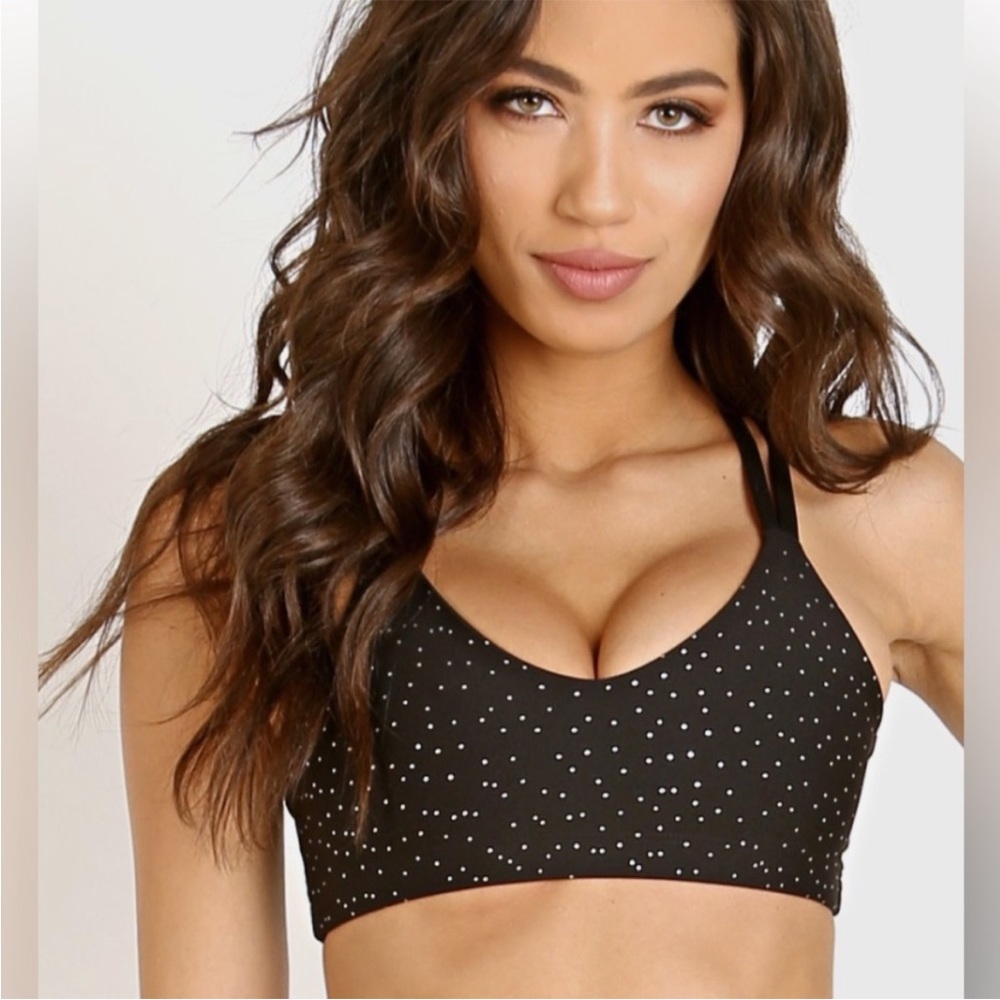Beyond Yoga Black Polka Dot Sports Bra
